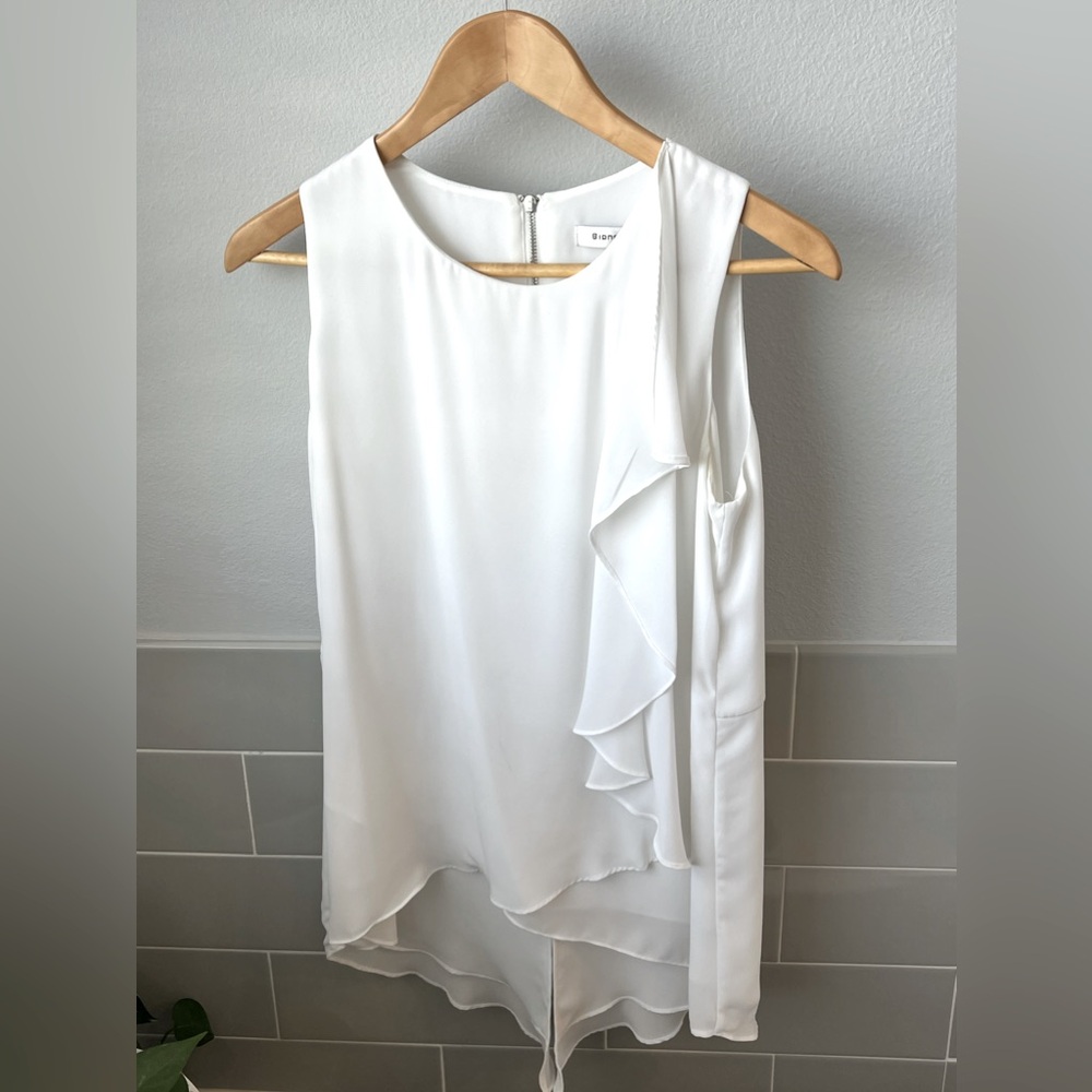 Bianca Nygard White Chiffon Sleeveless Top SZ 0 (XS)